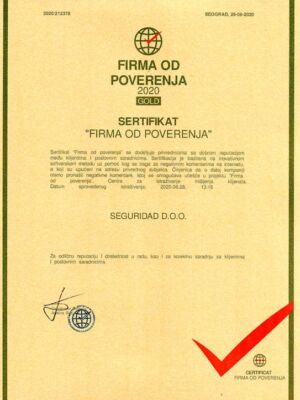 Seguridad doo Beograd firma od poverenja 2020 Gold